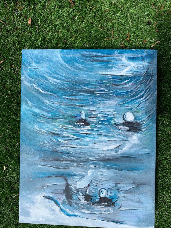 Ocean Abstract Painting Home Decor, Seascape Wall Decor, Acrylic on Canvas, Home Decor, Beautiful Artwork, Original Paintings, Kumi Muttu, Artfinder Gift Ideas