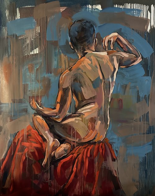 Male nude naked man gay painting by Emmanouil Nanouris
