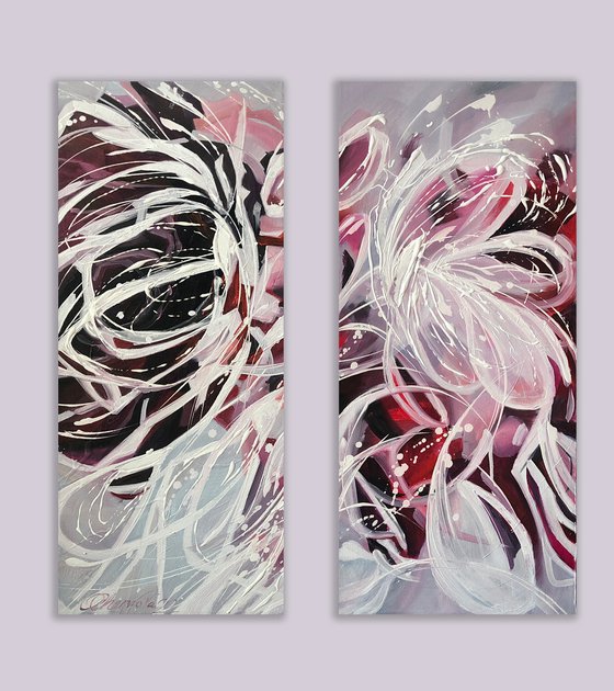«Abstract roses» diptych