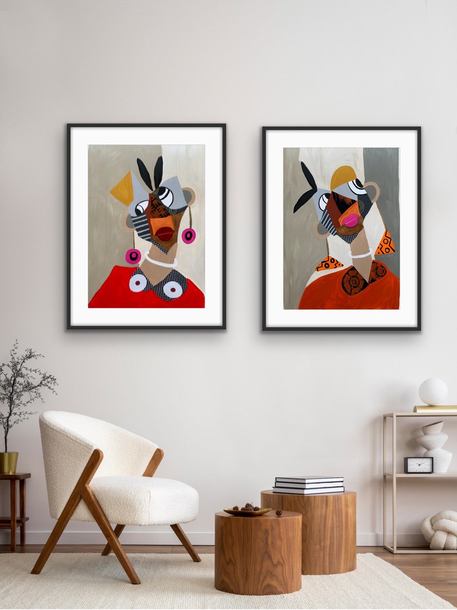 Abstract Portrait Acrylic Painting By Rashna Hackett, 20 X 27", I Wonder, Original Artwork