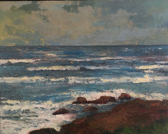 The sea at Tulum, seascape, oil painting