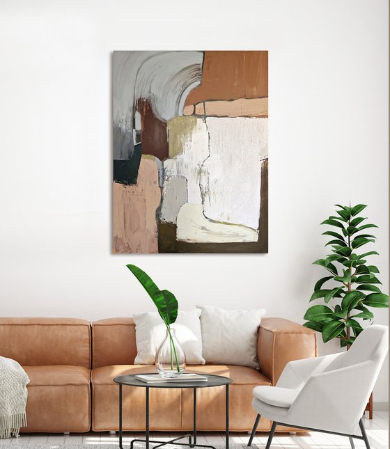 "Eclipse 2" Brown gray rust abstract art