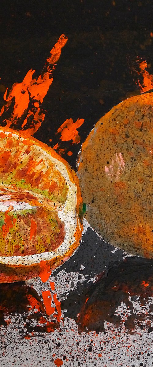 Orange Strikes back  FRAMED - Still life - READY TO HANG Food Original by Bazevian DelaCapucinière