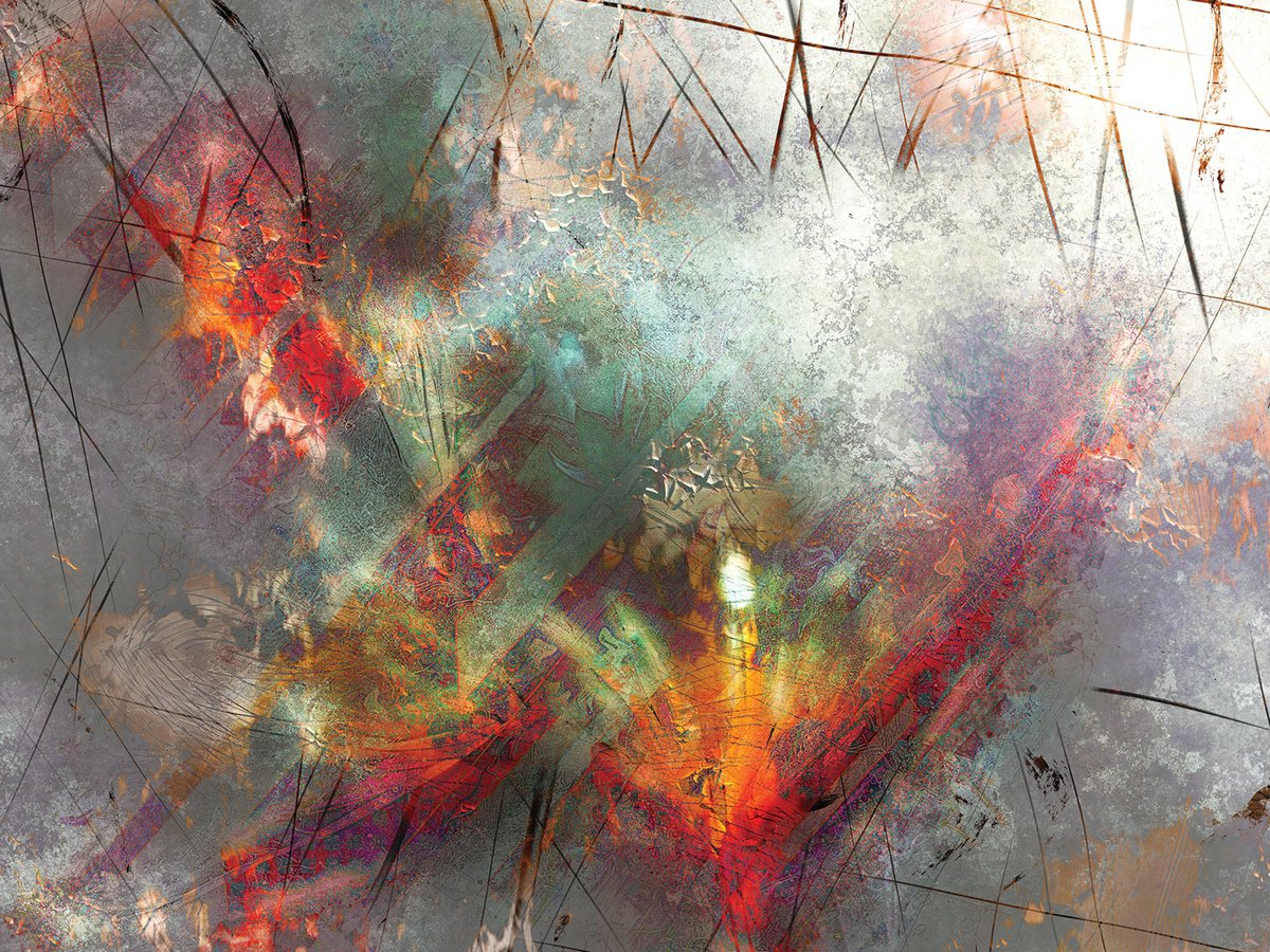 Abstract Botanical Print By Javier Diaz, 80 X 60, Grunge, Original Artwork