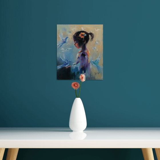 Girl with Doves