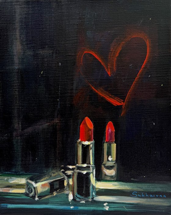 Still Life with Red Lipstick