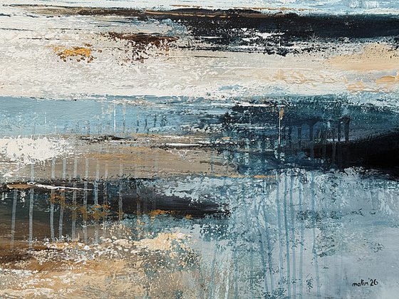 Coastal Veil of Light. Blue Gray Textured