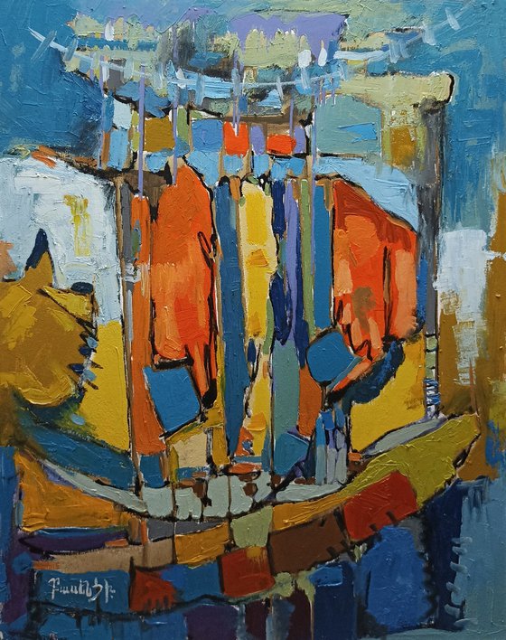 Abstract-rainy day (55x70cm, oil painting, ready to hang)