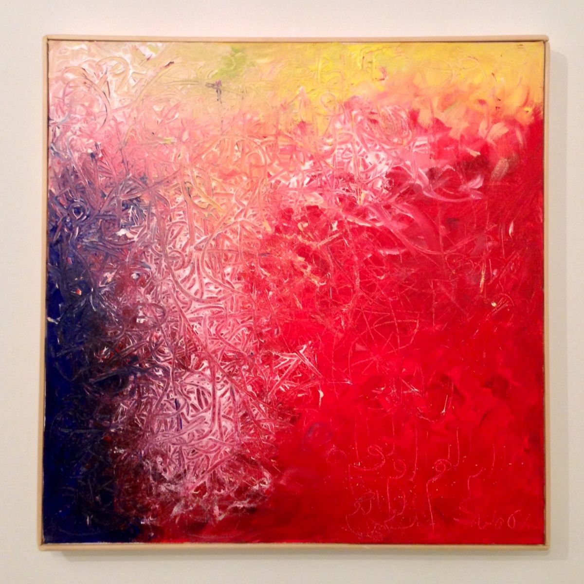 Abstract Acrylic Painting By Shabs Beigh, 17 X 17", Red Mist, Original Artwork