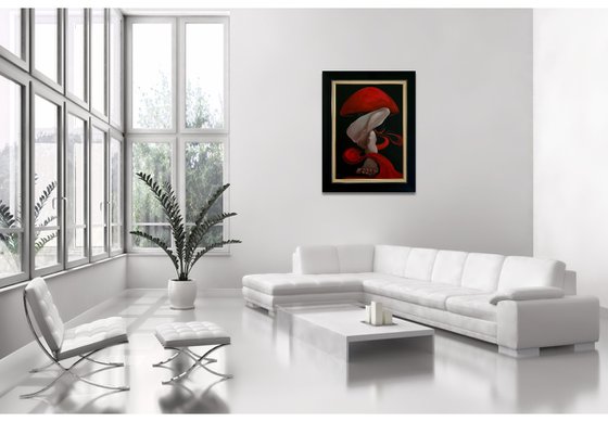 Nude in a red hat