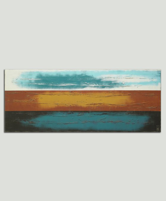 Abstract Painting - Three Lined Landscape - Horizontal painting by Ronald Hunter - 27J