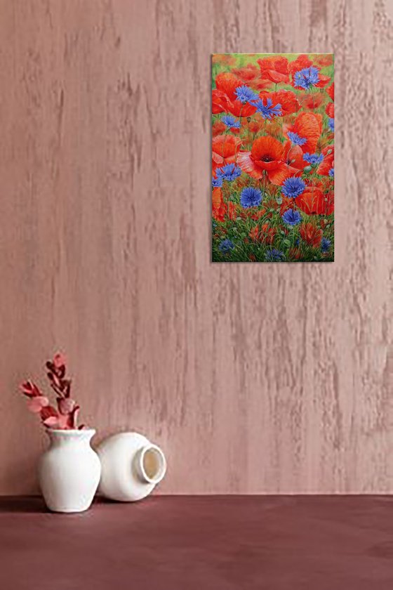 Poppies with Cornflowers.