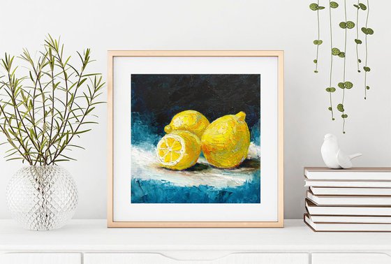 Still life of three lemons