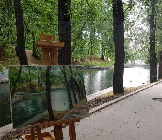 Lake original oil painting