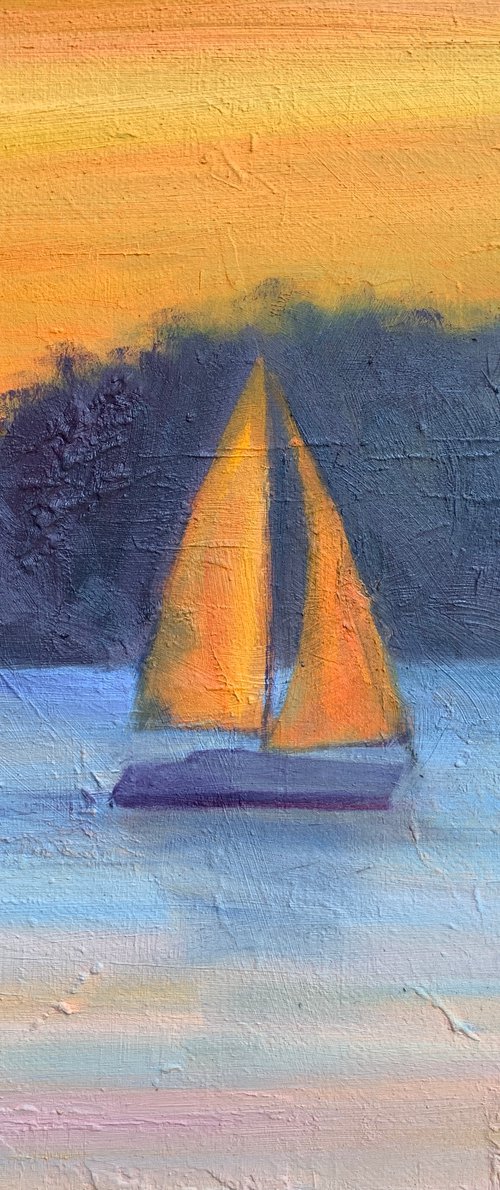 Sunset sailing by Shelly Du