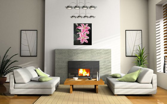 Oil Painting, Original Art, Gift Idea, Home Decor,  Wall decor, Lilies 16"*20"