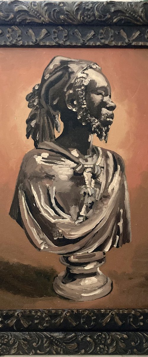 Bust of Classic Figure at the Institute of Art of Chicago, in antique frame. by Donn Poll