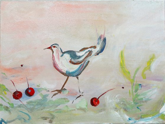 Bluebird with Cherries