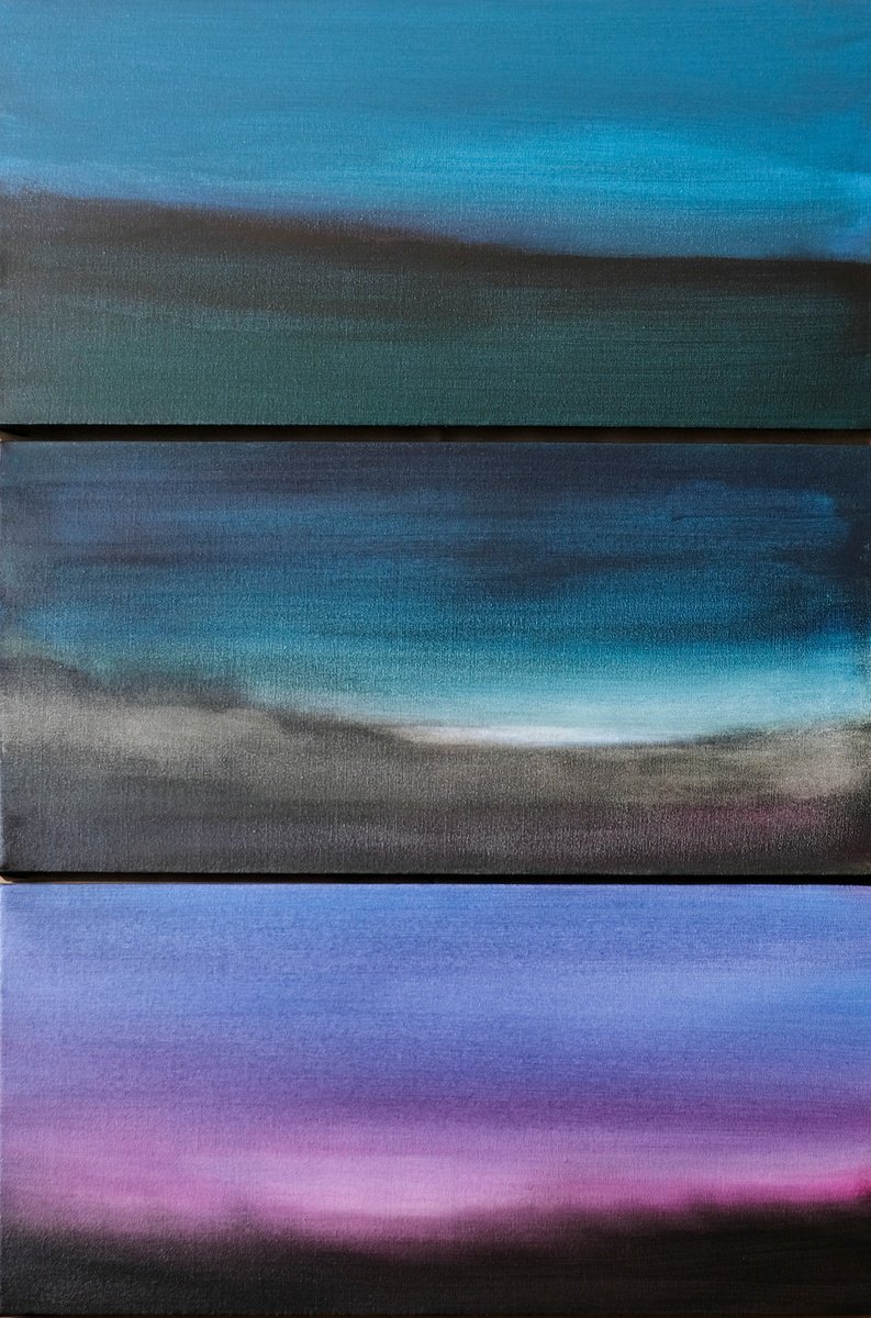 Abstract Acrylic Painting By Pier Maurizio Greco, 24 X 35", Lungo La Costa, Original Artwork