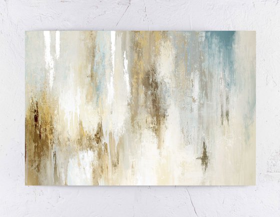 "Instant" Blue gray beige abstract art