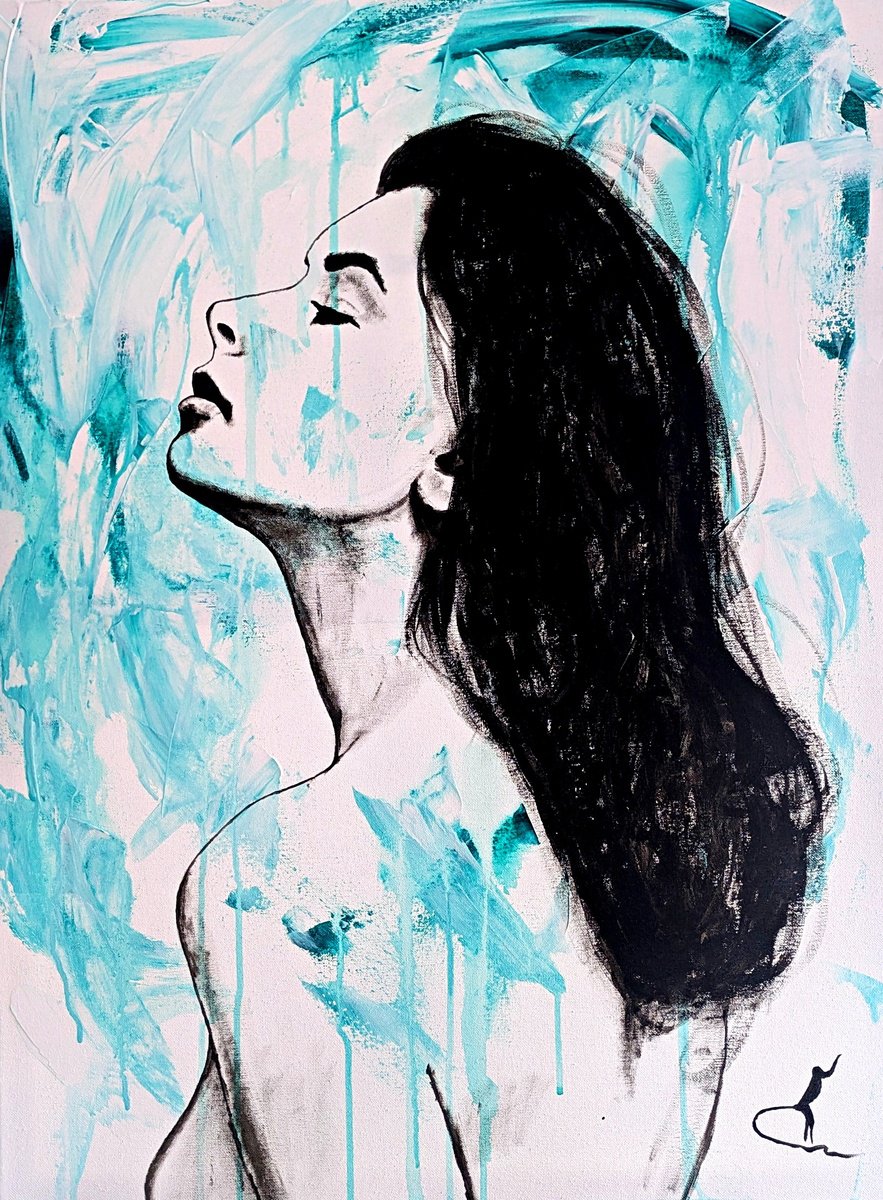 Urban And Pop Portrait Acrylic Painting By Valera Hrishanin, 24 X 31", Dreams In Pink #3, Original Artwork