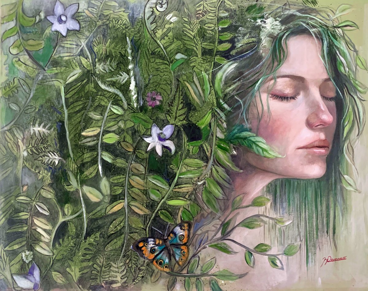 Expressive Portrait Oil Painting By Maria Romano, 20 X 16", Just A Whisper, Original Artwork