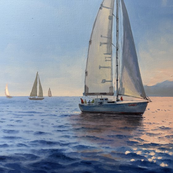 Seascape with Sailboats 55