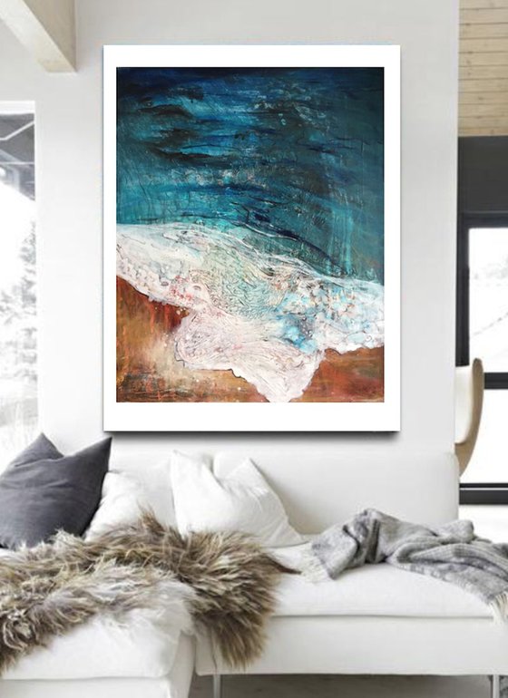 Realistic Water Series Part I Ocean Water Seascape Crystal Blue Sea Painting Large Canvas Painting Textured Artwork For Sale Online Gallery Buy Art Now Free Shipping 76x61 cm