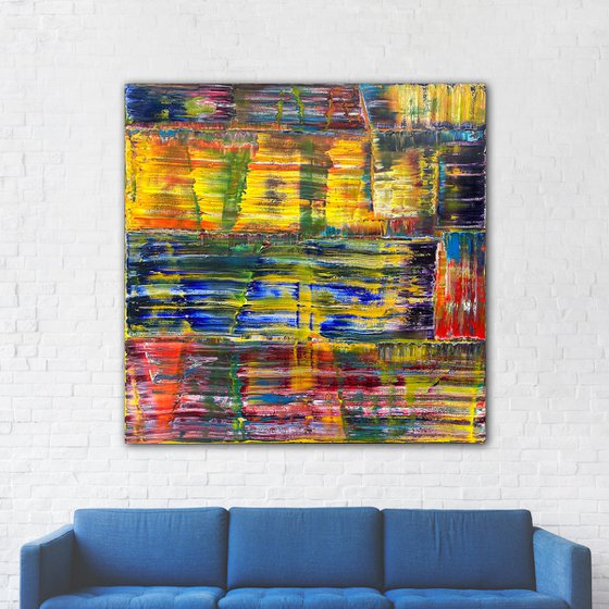 "Game Changer" - Original Xt Large PMS Abstract Oil Painting On Canvas - 60 x 60 inches