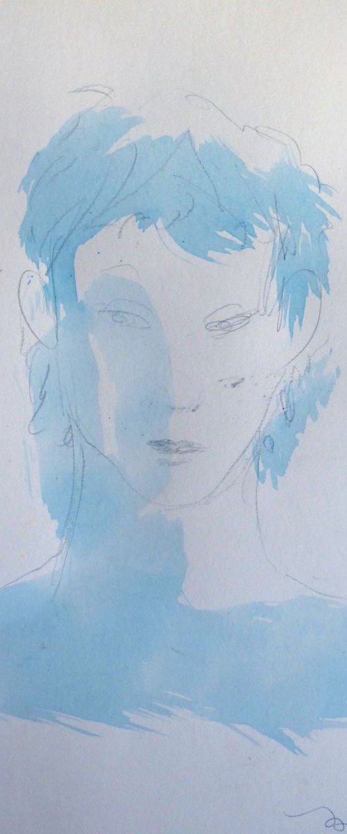 Portrait 18C34, ink and pencil on paper 41x29 cm by Frederic Belaubre