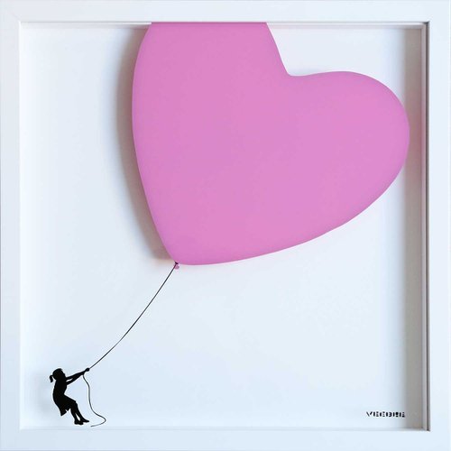 Balloon Heart on Glass - Light Pink by VeeBee