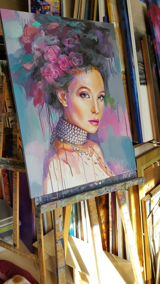 Painting - Pearl - original woman portrait