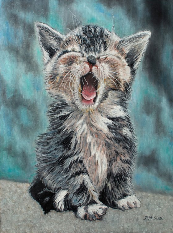 Meow! - original oil painting, cat painting, home decor, gift, wall art, art for sale, artfinder art