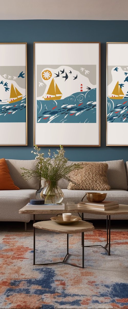 SEASIDE TRIPTYCH by Emma Evans-Freke