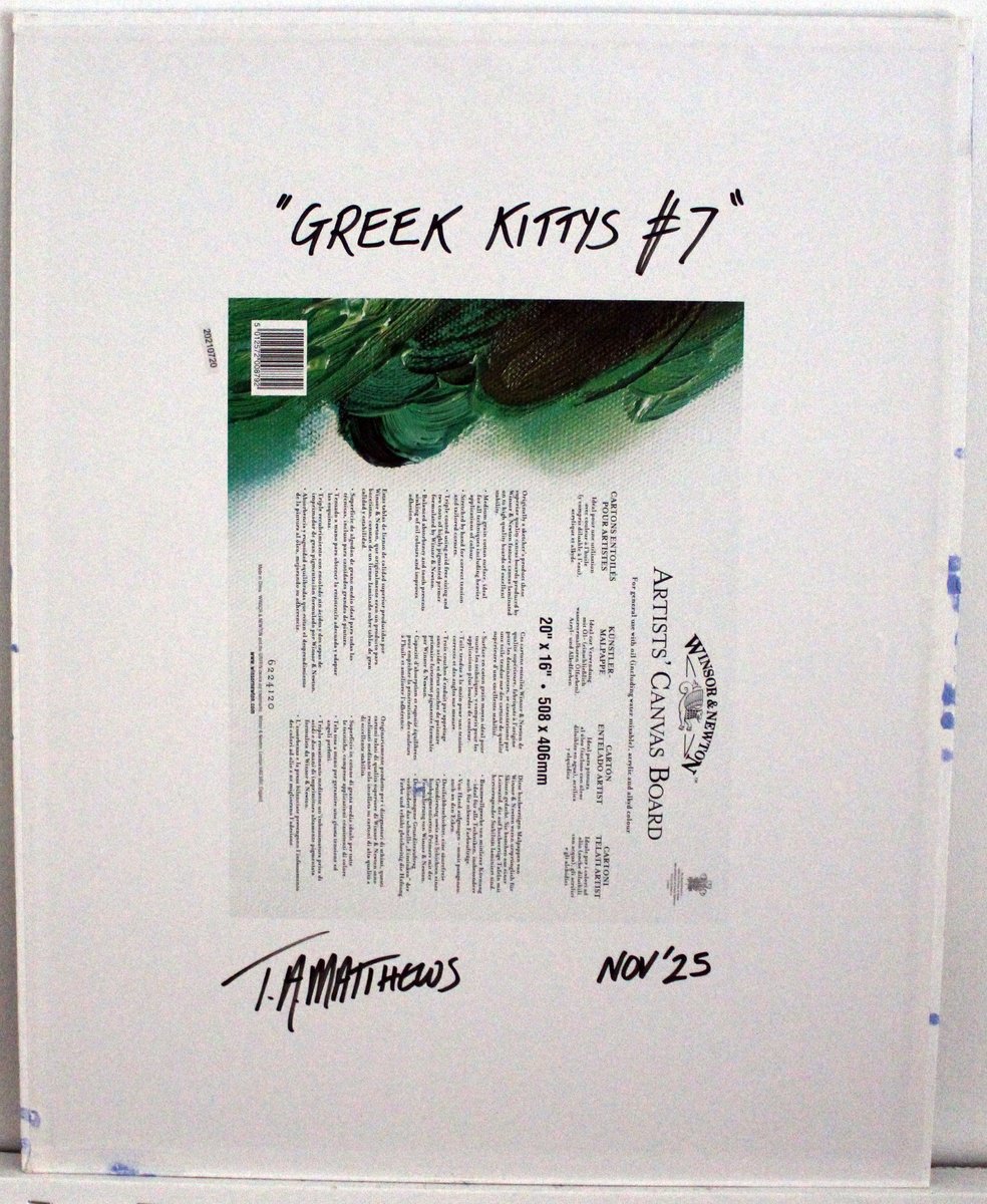 Impressionistic Animal Oil Painting By Timothy Adam Matthews, 16 X 20", Greek Kittys #7, Original Artwork