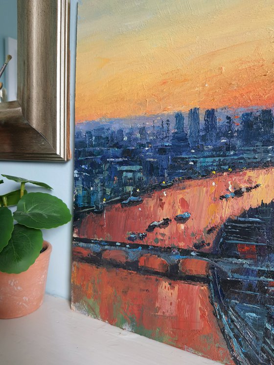 View of London at sunset