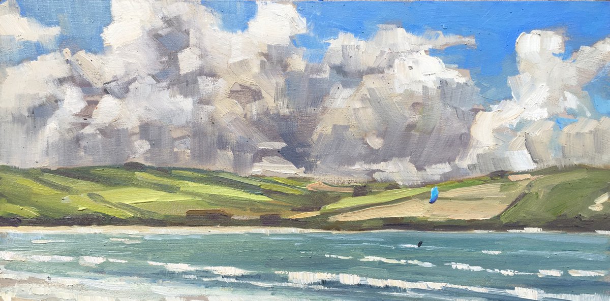 Kite surfer on the Camel Estuary, Daymer Bay by Louise Gillard
