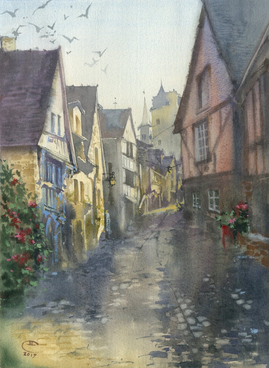 Impressionistic Watercolour , Dinan. France, Brittany By Tatyana Tokareva, 11 X 15, Artwork For Sale On Artfinder