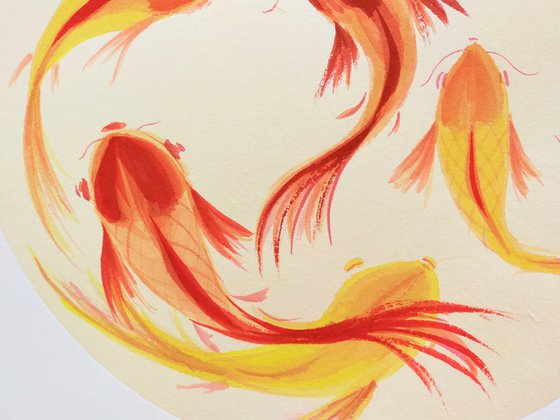 Chinese painting 38*38cm - KOI Fish