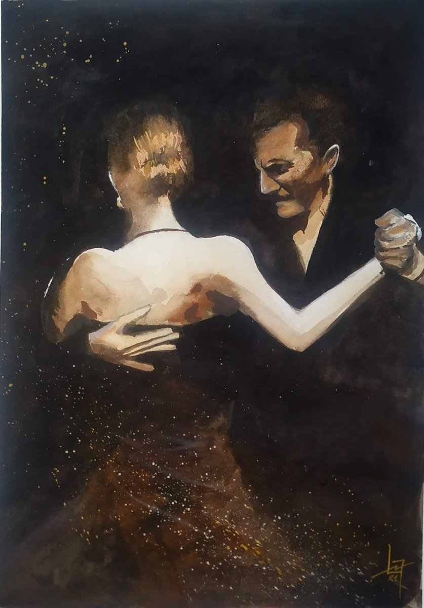 Impressionistic Portrait Watercolour By Flavio Furlan, 19 X 27, Escualo, Original Artwork