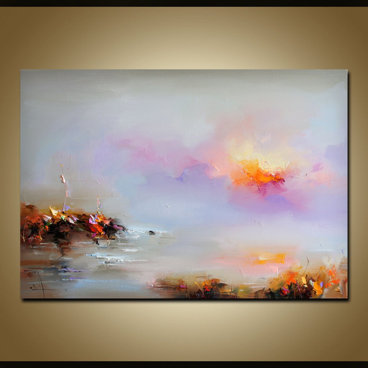 Expressive Landscape Oil Painting By Stanislav Lazarov, 39 X 28", Emotion And Colors, Original Artwork