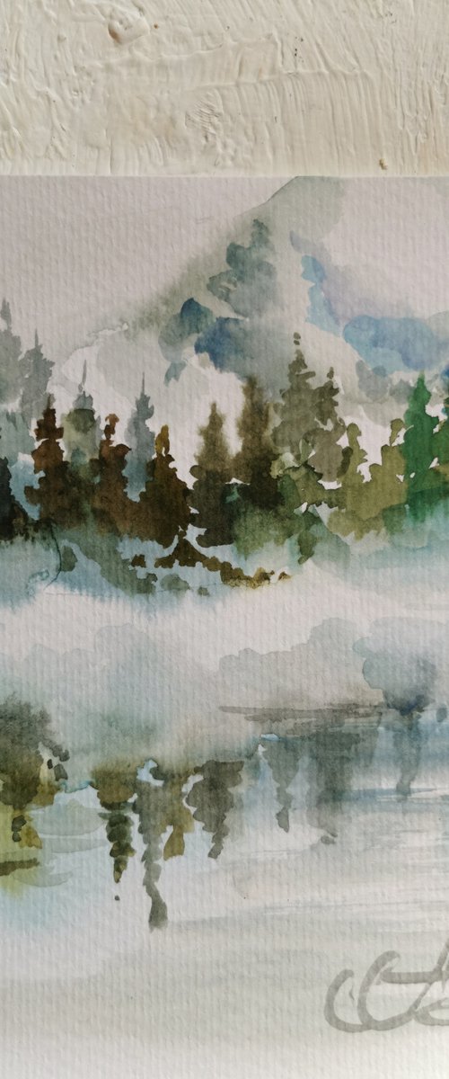 Watercolor landscape Original Art. Watercolor Forest Paintings by Annet Loginova