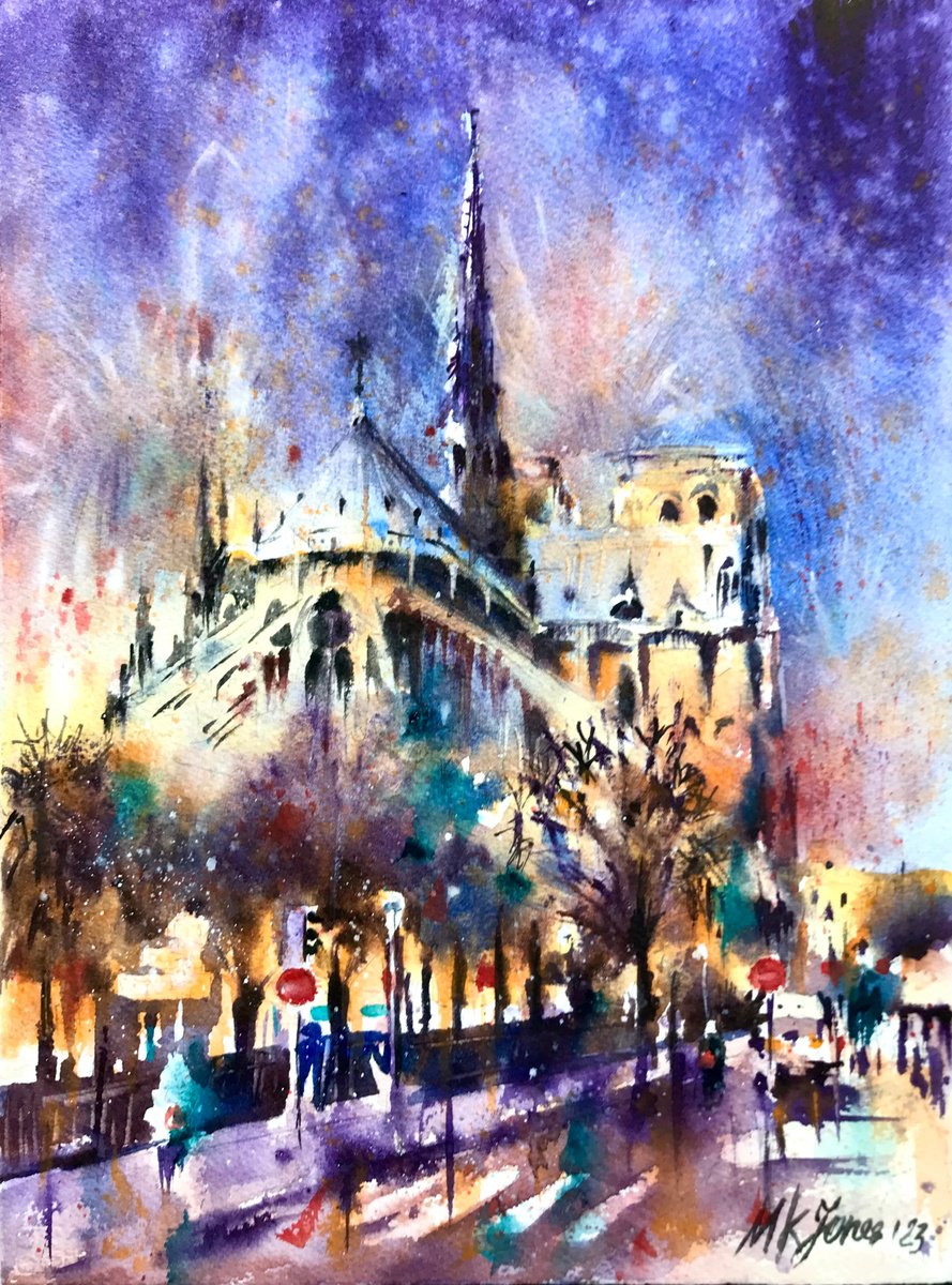 Notre Dame at night by Monika Jones