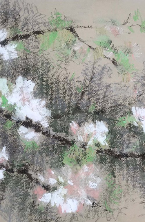 Thousands of cherry blossoms 4. One of a kind, original painting, handmade work, gift. by Galina Poloz