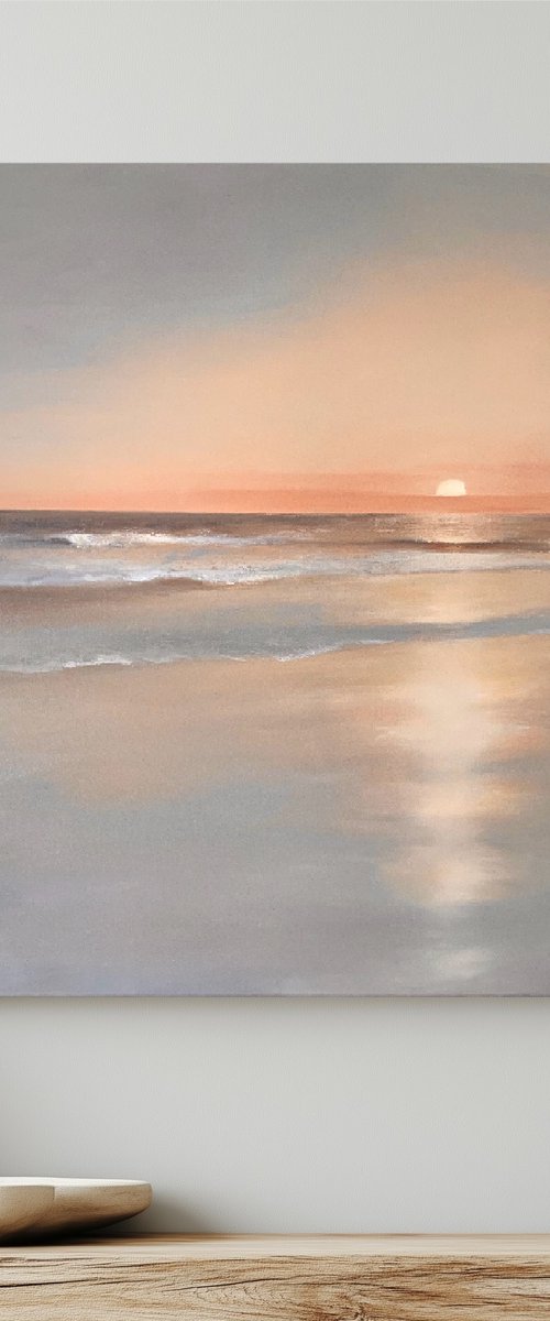 Sunset, minimalist seascape by Alena Post