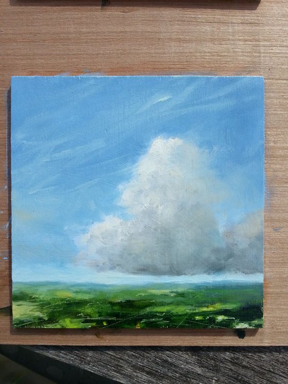 Study : Clouds - landscape #16 - oil on MDF panel