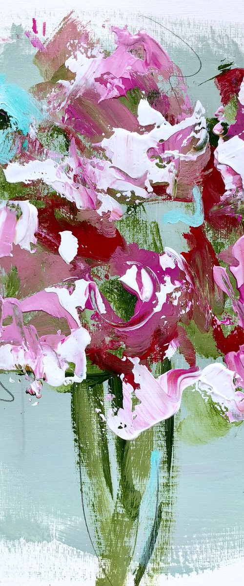 Pink Flower acrylic on paper 2 by Emma Bell