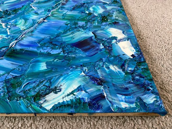 "Caught In Your Waves" - Original PMS Artwork Textured Abstract Oil Painting on Wood Panel - 24" x 16"