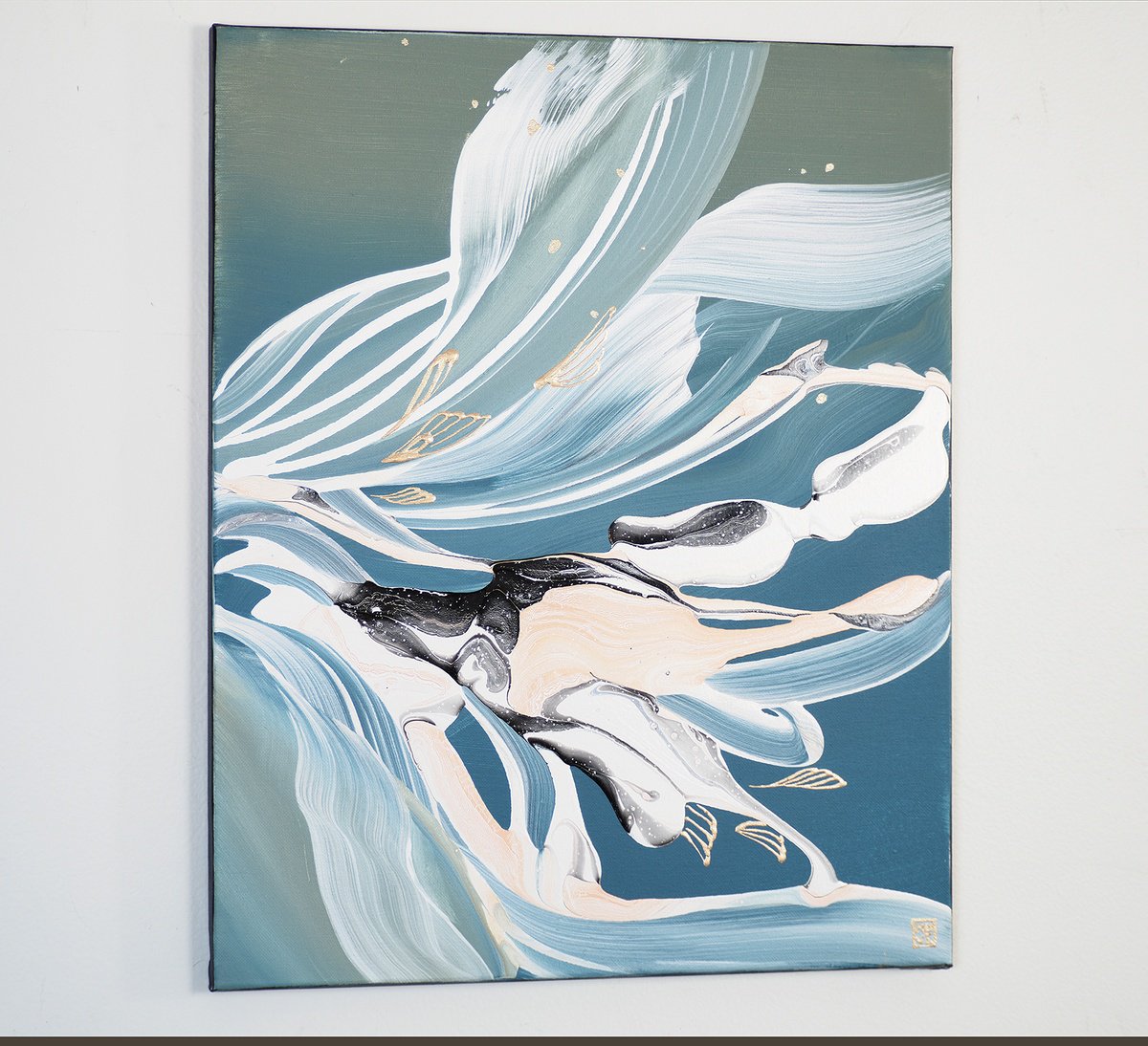 Abstract Acrylic Painting By Novi Lim, 18 X 22", The Dreamer Iii, Original Artwork