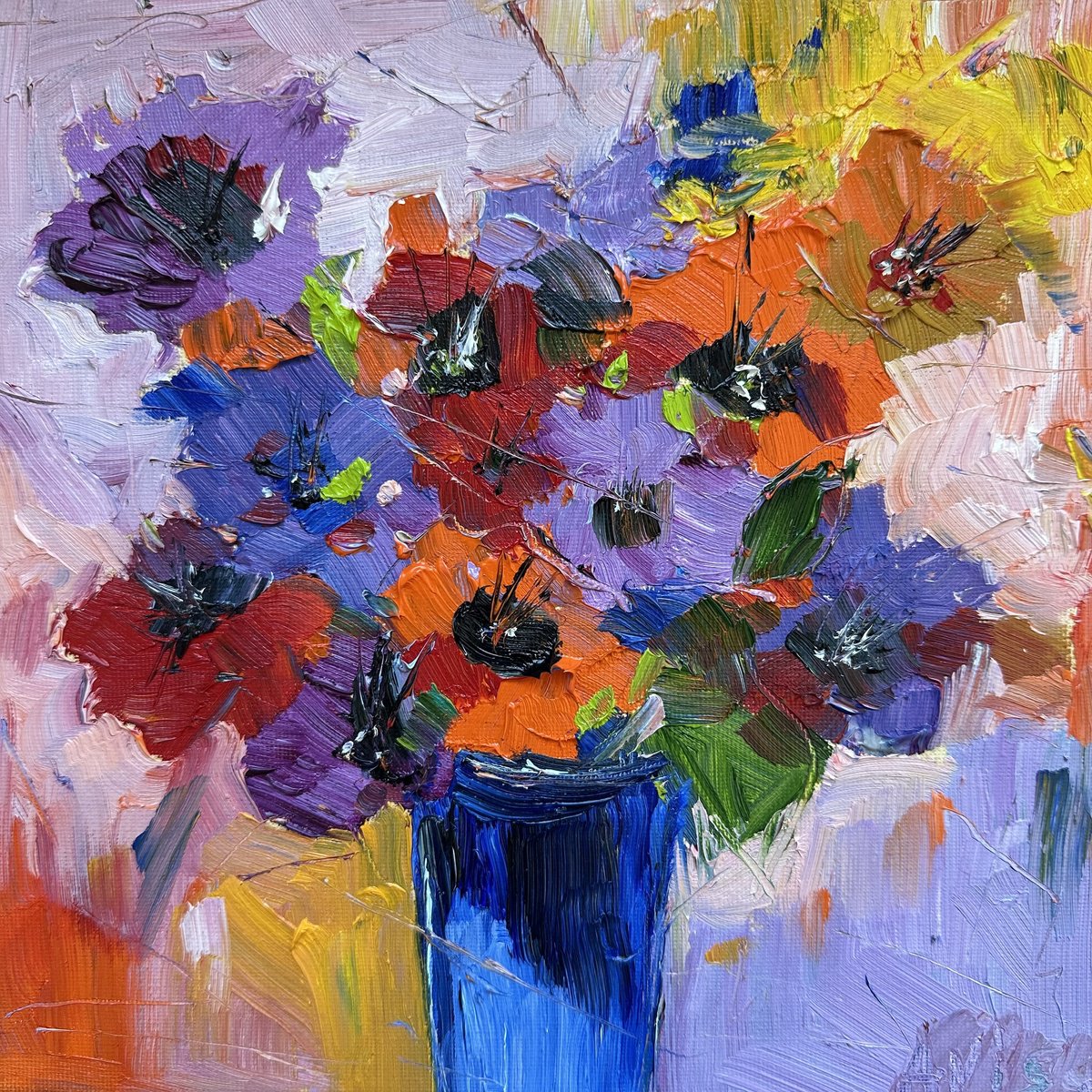 Orange & Purple Flower Bouquet by Irina Anis